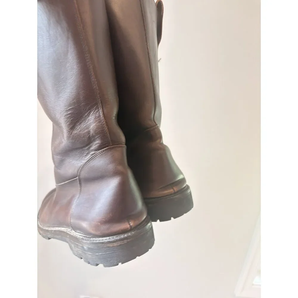 Billy Reid Kentwood Leather Biker Boots Dark Brown Vibram Sole Size 10